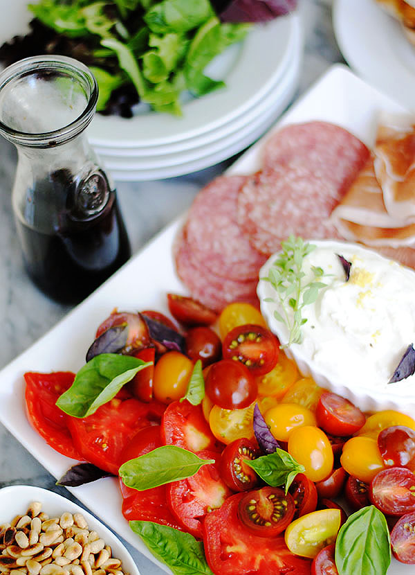 summer tomatoes and whipped ricotta and balsamic dressing