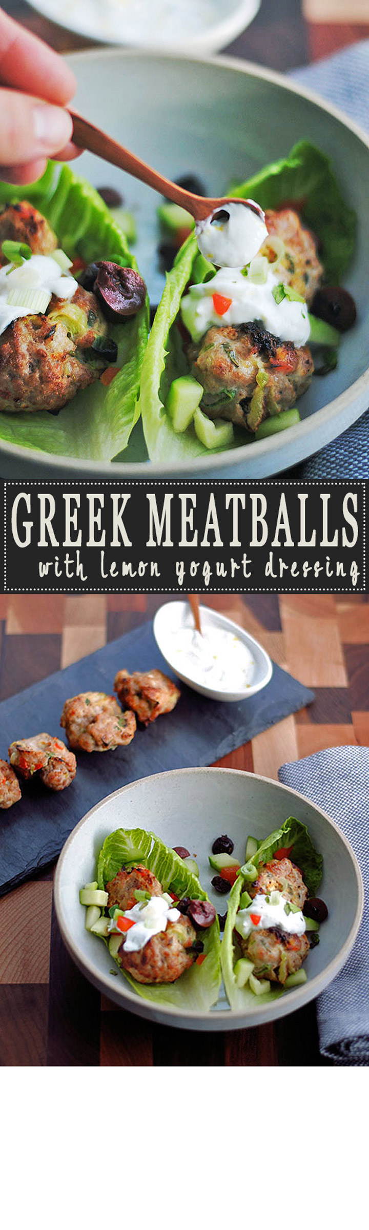 Greek Meatballs with Lemon Yogurt Dressing