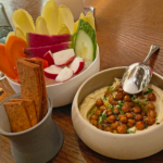 Freshly whipped hummus with crispy chickpeas and vegetables at Mara, one of the Minneapolis gluten-free restaurants I trust.